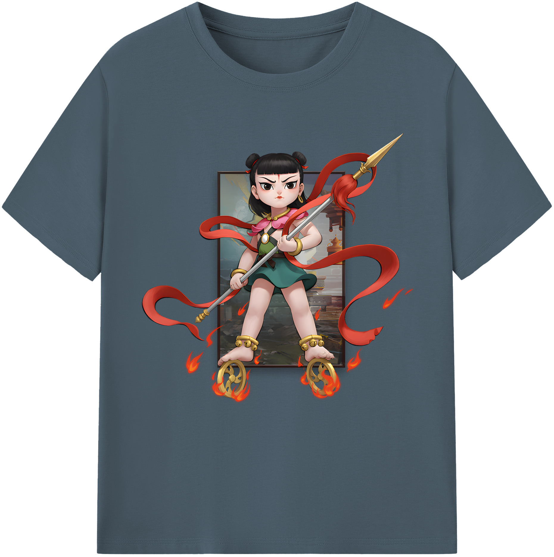 （画像用） Ne Zha 2 ナタ 魔童の大暴れ 綿100％半袖Tシャツ（フロントプリント）